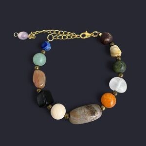 Mixed Stone Adjustable Bead Bracelet